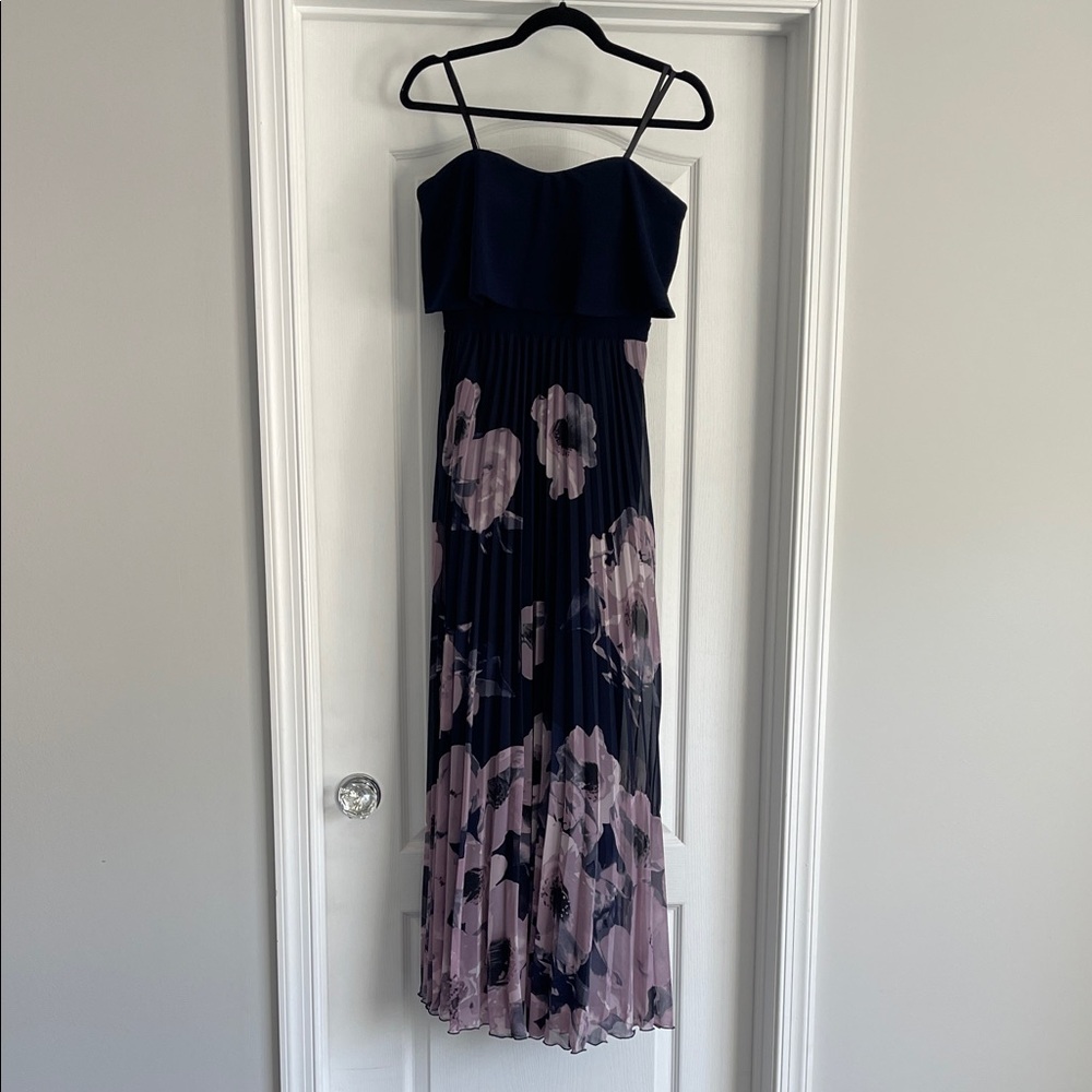 AquaDresses Elegant Navy and Pink Floral Dress